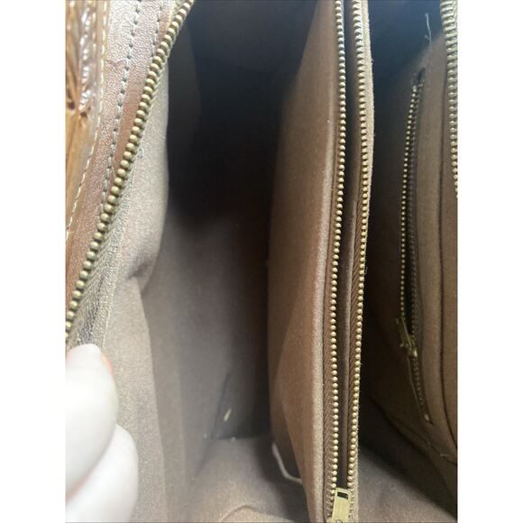 Vtg 70s Purse Leather Hand Tooled Brown Mexican Handbag Roses Floral Embossed - Picture 10 of 12